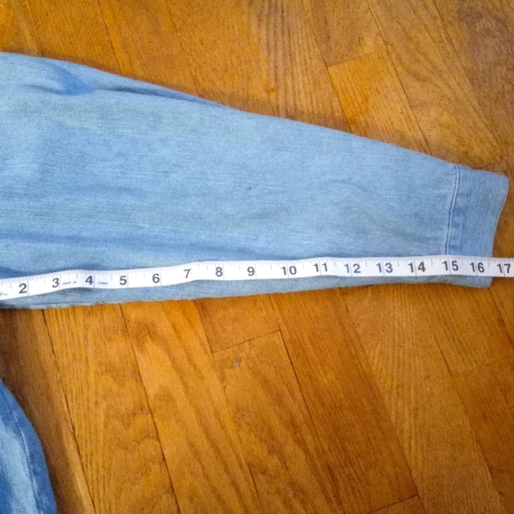 CHRISTOPHER & BANKS - Patriotic Embroidered Denim Light Wash Button Up Jacket - Picture 6 of 13